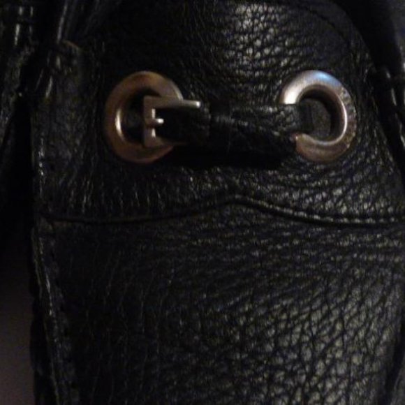 Prada Vintage Black Textured Leather Squared Toe Designer Flats - Picture 2 of 12